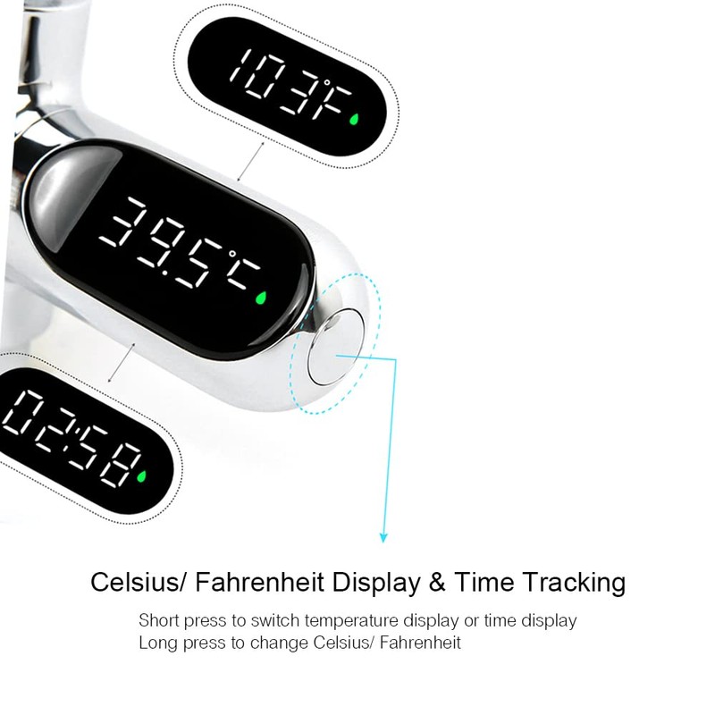 Shower Thermometer, LED Digital Shower Temperature Display 0~100℃ Baby Bath