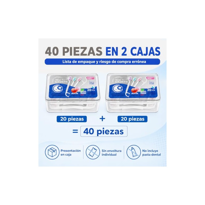 Mini Cepillos de Dientes Desechables 4 en 1 con Doble