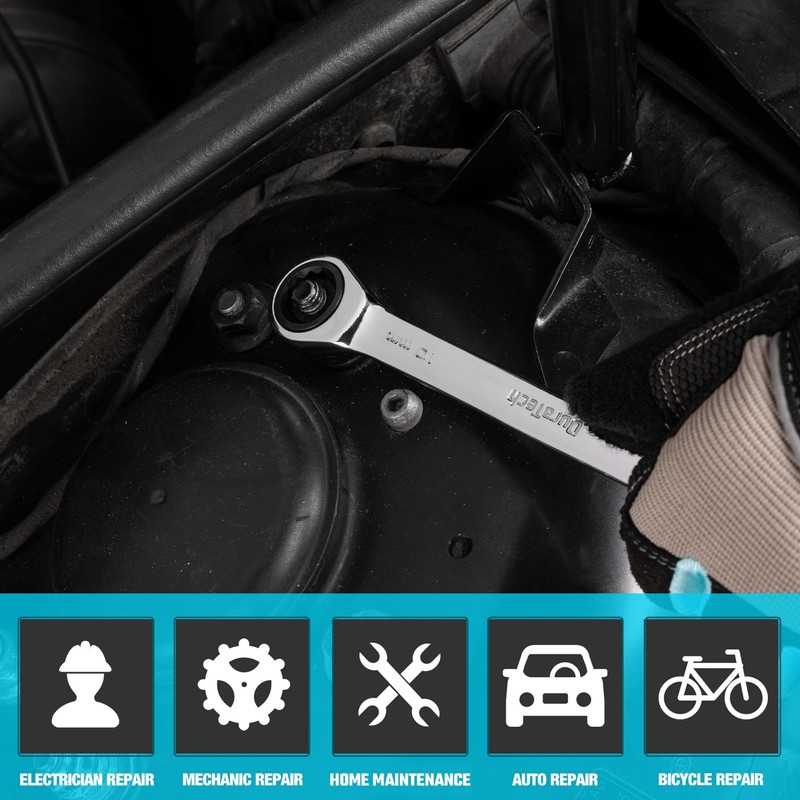 DURATECH 10mm Ratcheting Combination Wrench, Metric, 72-Tooth, 12-Point, CR-V Constructed