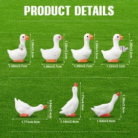 MiniInflat 35 Pcs Mini Goose Figurines Bulk, Tiny Resin Goose DIY Crafts, Lawn Yard Garden Decor for Mini Ornaments Dollhouse Decors Water Accessories Micro Landscape