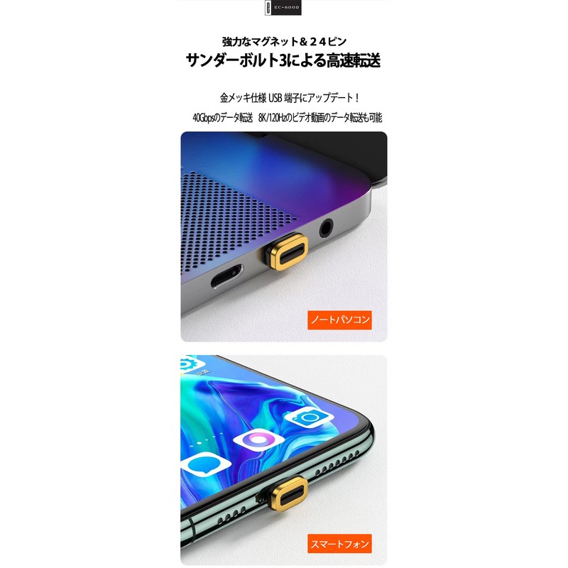 USB-C Type C Magnet Converter Adapter, Thunderbolt 3, Raiden, 40Gbps,