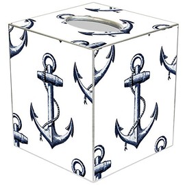 Vintage Anchor Home Décor Nautical Paper Mache Tissue Box Cover