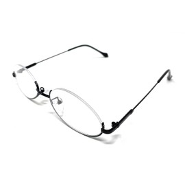 TOKYO GOODS MARKET Round Underrim Date Glasses, Bottom Frame, Fashion Glasses, One Size Fits Most, Black
