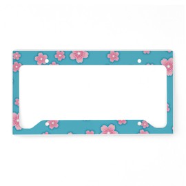 CafePress Cherry Blossoms Blue Pattern License Plate Holder Aluminum License Plate Frame, License Tag Holder