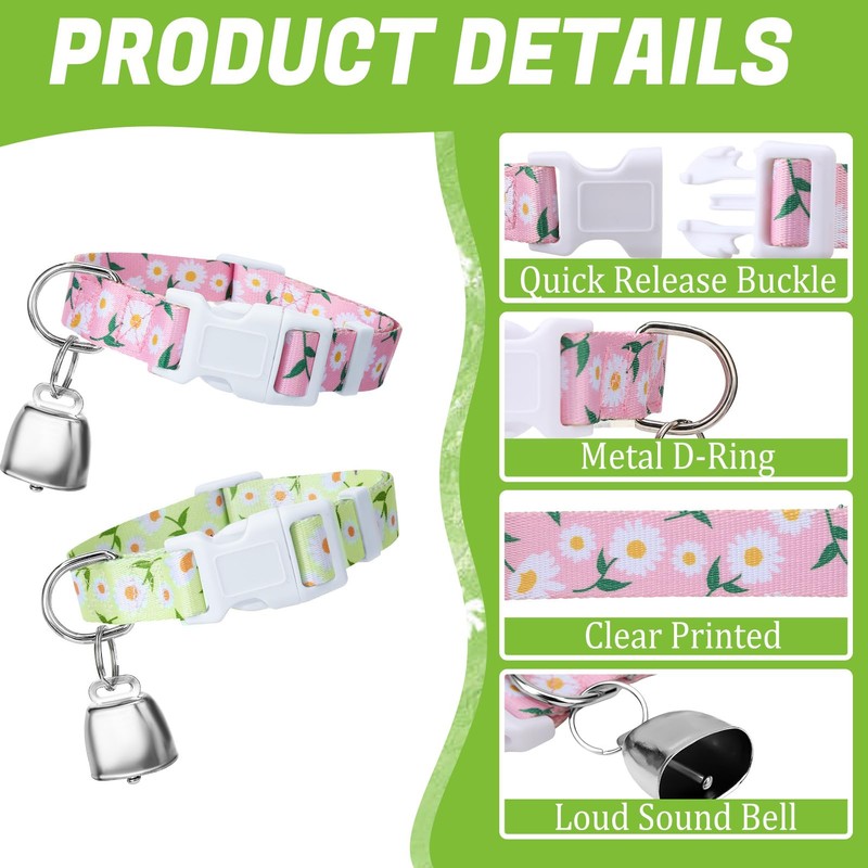 10 Pack Floral Goat Collars with Bells Adjustable Grazing Collar