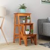 DORTALA 3 Tier Folding Step Stool, Rubber Wood Multifunctional Ladder