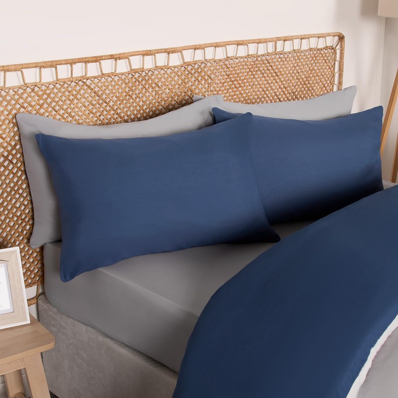 Brentfords Bedding Double Bed Set, Reversible Navy/Grey Luxury Hotel Quality