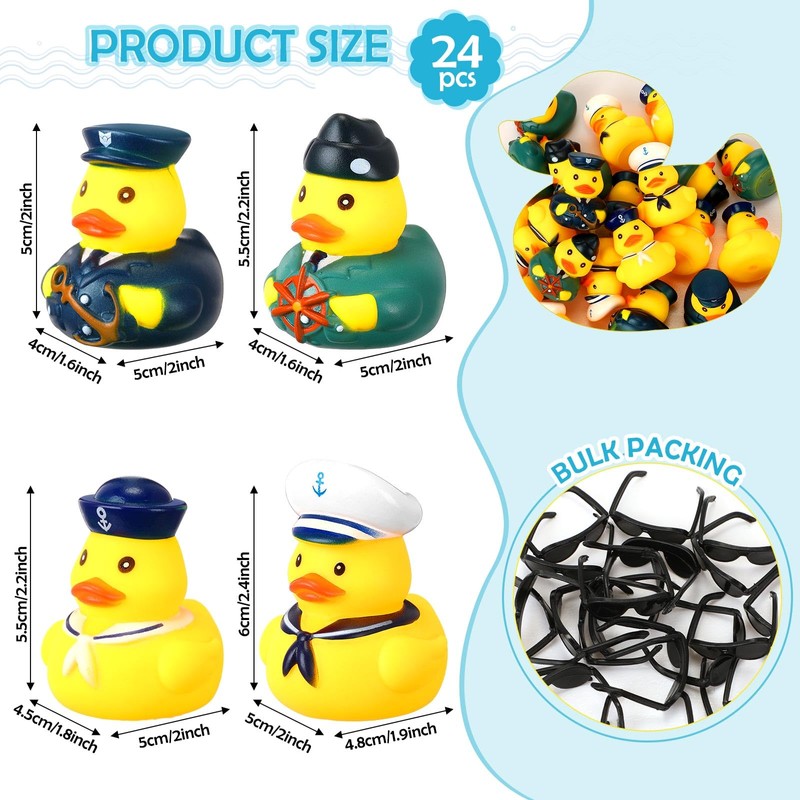 Motionchic 36 Pcs Cruise Ships Rubber Ducks Bulk with Sunglasses