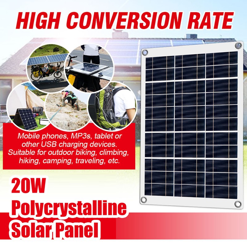 20W Polycrystalline Solar Panel Kit Flexible Photovoltaic Charging Panel with
