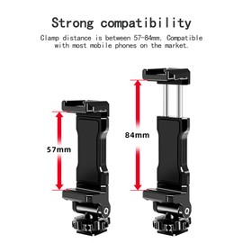 CS PRIORITY Cold Shoe Mount 1/4 3/8 Thread Arri Hole Phone Holder Clamp Smartphone Clip Holder Mount Bracket Metal Phone Tripod Adapter (Type B)