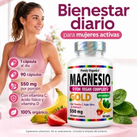 Magnesio Gold Fórmula Mujeres Cápsulas Purely Organics