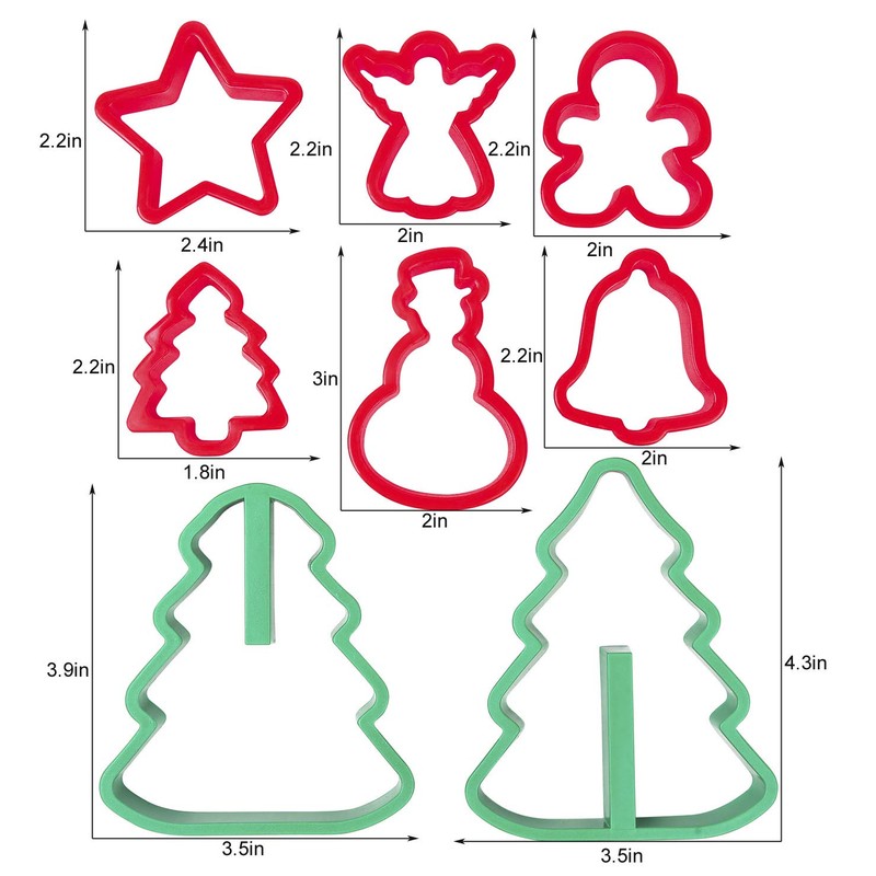 Christmas Cookie Cutters Set, 8 Pieces Plastic Biscuit Cutters -