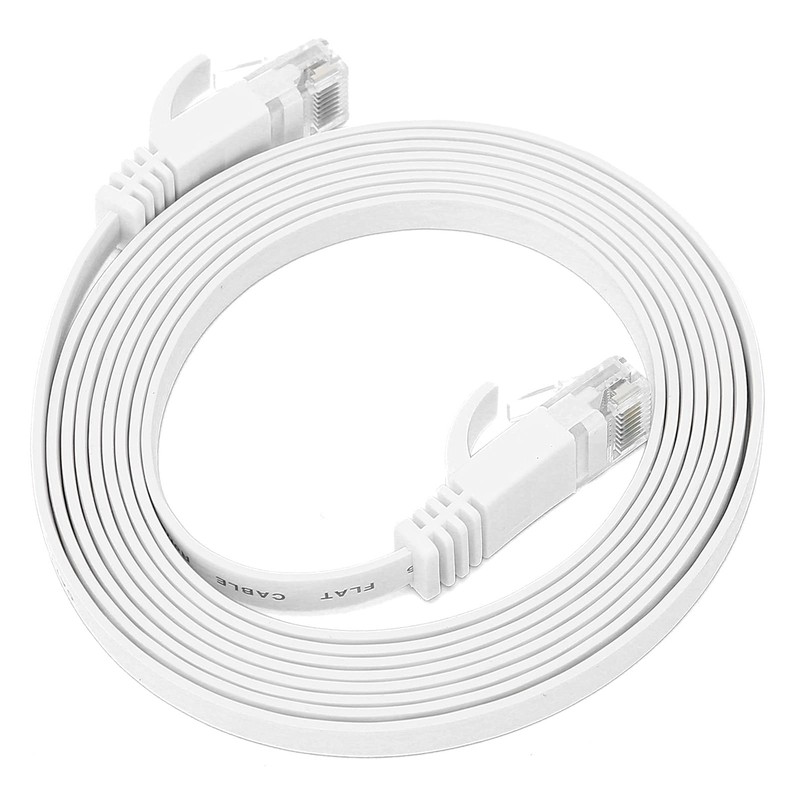 Cable Ethernet Plano Blanco CAT6 Gigabit 8 Núcleos Par Trenzado