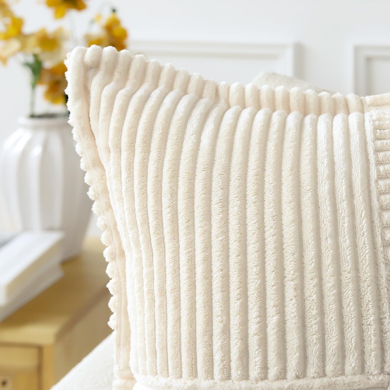 Artscope Corduroy Cushion Covers Pack of 2 Modern Patchwork Throw
