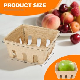 Piopiocoing 50 Pack 4'' Mini Natural Pulp Fiber Berry Basket for Vegetables Strawberry Blueberry Raspberry Egg, Small Basket Containers for Farmers Market Produce，Fruit Stand Supplies