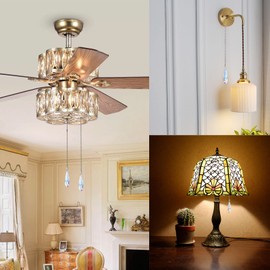 VGOL 2PCS Light Pull Cord Water Drop Pendant Light Switch Pull Chain Light Extension Cord for Bathroom Ceiling Lamps Ceiling Fans Pull-Wire Table Lamps