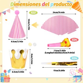 71pcs Gorros De Cumpleaños Y Silbatos Para Fiesta Infantiles