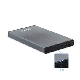 TOOQ TQE-2527G - 2.5" HDD Enclosure (SATA I/II/III up to 9.5mm height, USB 3.0), Aluminium, LED Indicator, Grey, 50g