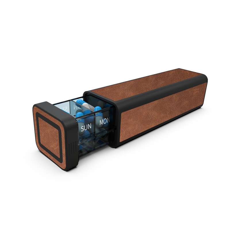 TOMSKYE Pull-Out Pill Case, Premium Leather Portable Pill Case, Dustproof,