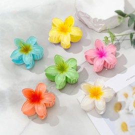 Flower Hair Clips for Women 6 Pack Hawaiian Plumeria Claw Clips for Thin Hair Preppy Flower Hair Clips for Thick Hair Hibiscus Hair Accessories for Girls