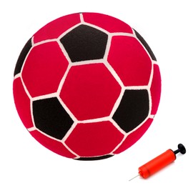 Linkidea Soccer Ball Size 4 for Indoor, Soft Soccer Ball for Inside House, Fun Soccer Gift for Kids with Pump (Black & Red)