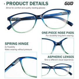 GUD 10 Pack Reading Glasses, Cat Eye Design Readers For Women, Two Tone Frame With Spring Hinges +2.50