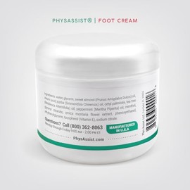 PhysAssist Crema para pies con árbol de té, tarro de 4 onzas, crema hidratante profunda para pies y piernas para piel seca, cansada y sensible, cuidad
