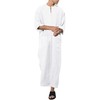 Jacansi Men's Kaftan Robe Casual Cotton Linen Button Down Long