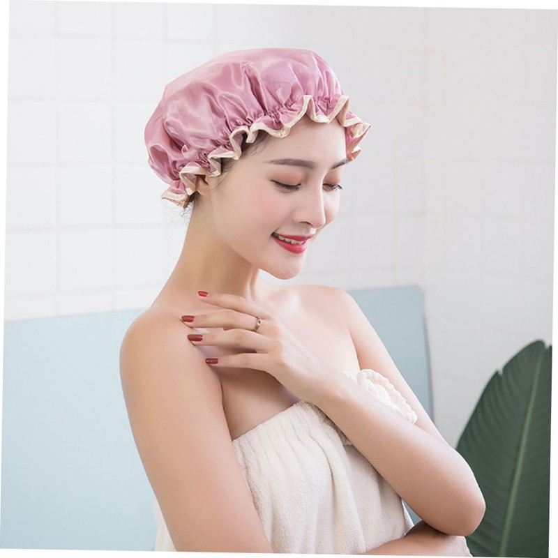 MERRYHAPY Double-layer Thicken Bath Cap Shower Hat for Adults Elastic