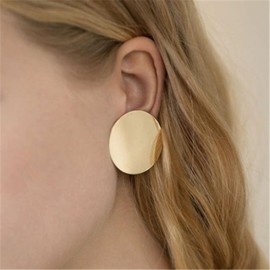 Cybche Boho Coin Disc Stud Earrings Gold Round Disc Earrings Large Round Circle Earrings Vintage Circle Coin Earrings Metal Circle Minimalist Earrings Jewellery for Women, Zinc, No Gemstone