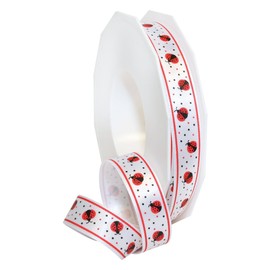 Morex Ribbon Ladybug Double Face Satin, Polyester, 5/8 Inch by 20 Yards, Red, Item 84203/20-609