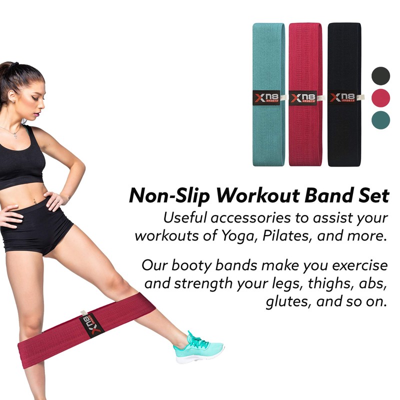 XN8 Fabric Resistance Bands Exercise Loops Booty Non-Slip Workout Band