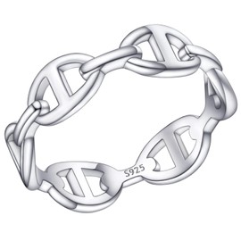 FaithHeart Chain Rings for Women Elegant Mariner Link Chain Wedding Bands for Bridal Size 7