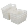 Bringer Set of 6 Plastic Storage Baskets, White Weave Storage