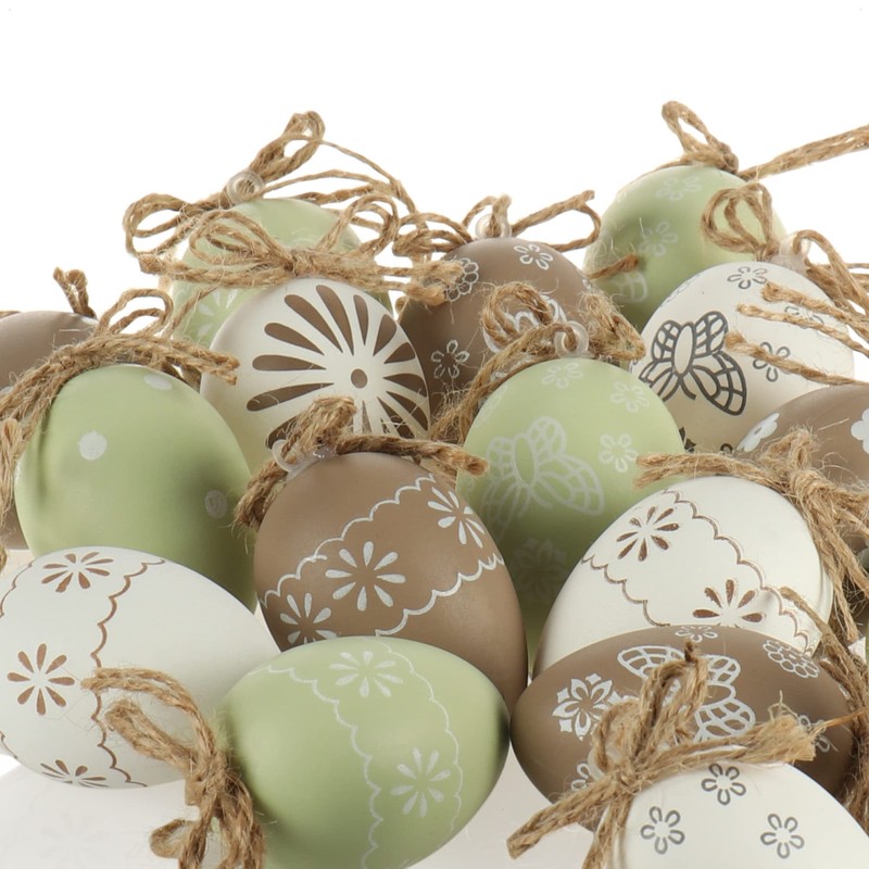 com-four® 18 x Decorative Easter Hangers - Plastic Easter Eggs