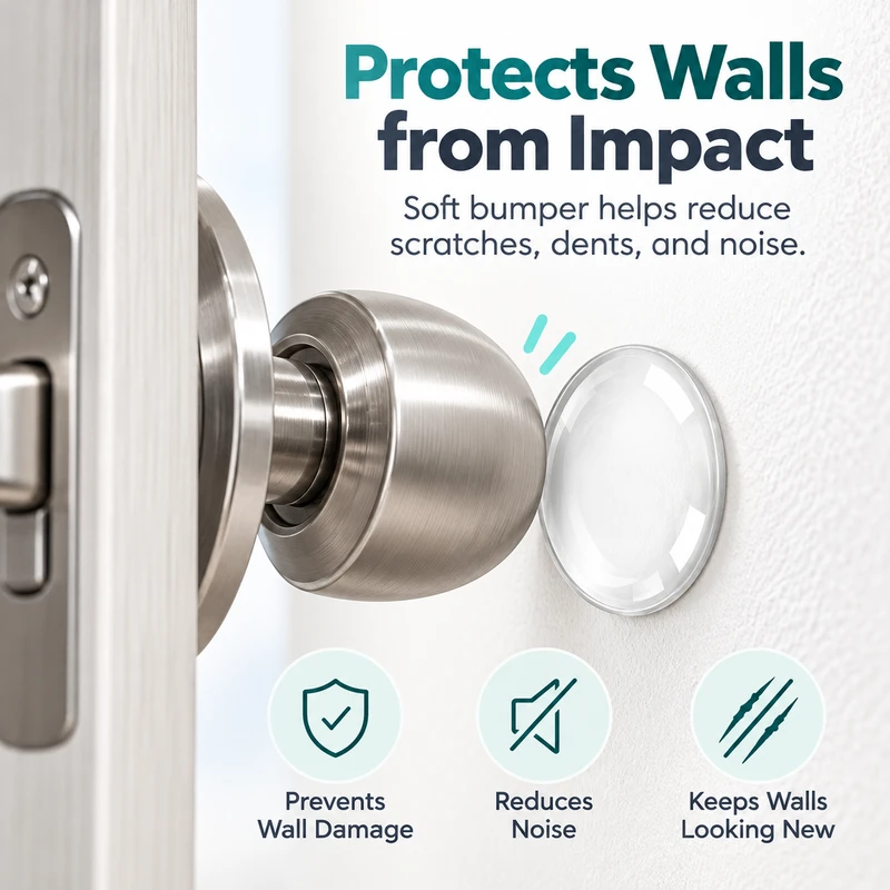 Clear Soft Rubber Door Knob Wall Protector for Wall Protection