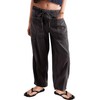 Barrel Jeans for Women Stretch Elastic Waist Pull-on Wide Leg
