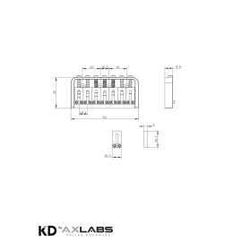 AxLabs Hardware KD By AxLabs 7-String Hardtail Bridge - 4-Screw, 10.5 mm Spacing- Antique Silver