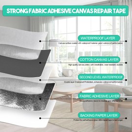 Autrends Canvas Repair Tape,Fabric Repair Patch,4×70 Inches,Outdoor Gear Patch, Waterproof,Self-Adhesive for Repairing Boat Covers,Tents,Sofas,Patio Umbrellas,Lounge Chairs,Awnings Light Grey