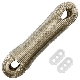 FACIACC 50 m Washing Line Holds up to 230 kg Rope Steel Core Laundry Ultra Robust Portable for Indoor and Outdoor Use (Gold)