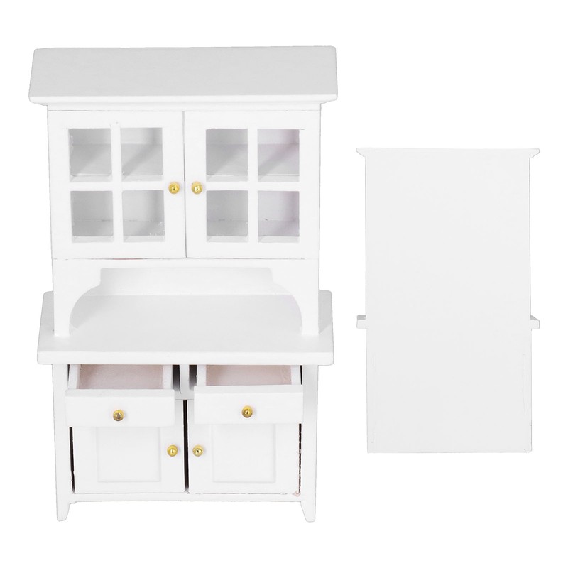1:12 Dollhouse Cabinet Wooden Simulated Miniature Kitchen Furniture Decoration AccessoriesWhite