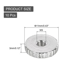 QUARKZMAN Knurled Thumb Nuts M3 Female Thread Thin Nickel Plated Carbon Steel Knurled Nut Flat Head Thumb Nut Full Hole Pack of 10