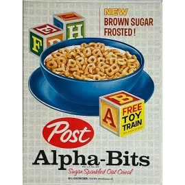 1960's Post ALPHA-BITS Cereal box Metal Magnet 3 x 4 inches 8769