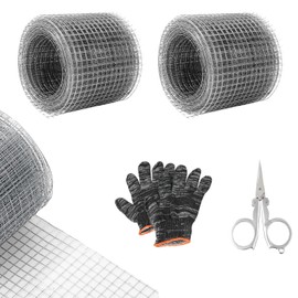 2 Rolls Wire Mesh 10 cm x 6 m, Fine Mesh Width 7 mm Vole Grid, Mice Wire, Aviary Wire, Mouse Grid for Stops Rats, Filling Gaps Raised Bed, with Gloves and Scissors