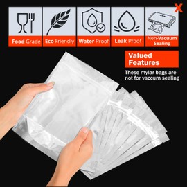 60 Pcs Transparent 6x8.5 Inch Mylar Bags with 100 Oxygen Absorbers 300cc – 7.5 Mil Thick, Premium Airtight, Heat Sealable, Resealable Bags for Emergency Supplies, Freeze-Dried Food, and Pantry Storage