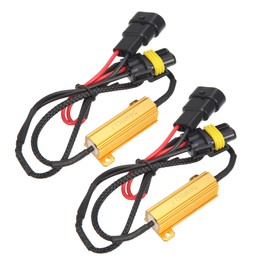 X AUTOHAUX 2Pcs 9005 H10 9006 HB4 LED Headlight Load Resistor Kit Dual 50W 8ohm Anti-flicker Relay Error Free Decoder Warning Canceller Fog Bulbs Harness Adapter