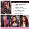 Agairl Ombre Lace Front Wig Human Hair 13x6 Pink And