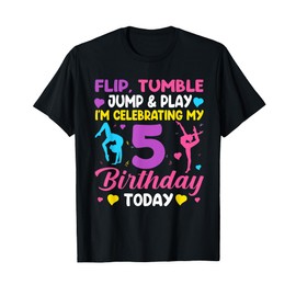 5th Birthday Gymnast Girl 5 Year Old Bday Gymnastics Party T-Shirt
