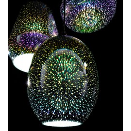 MORE CHANGE 3-Light Pendant Light 3D Glass Colorful Fireworks Modern Hanging Ceiling Light Flush Mount Adjustable Ceiling Lamp Chandelier for Kitchen Island Light