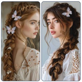 MBAIYO 4 Pcs Boho Pearl Butterfly Hair Barrette, Tulle Butterfly Hair Clip 3D Moving Wings Barrette Strong Hold Fairy Hairpin Accessories Elegant Accessory for Women